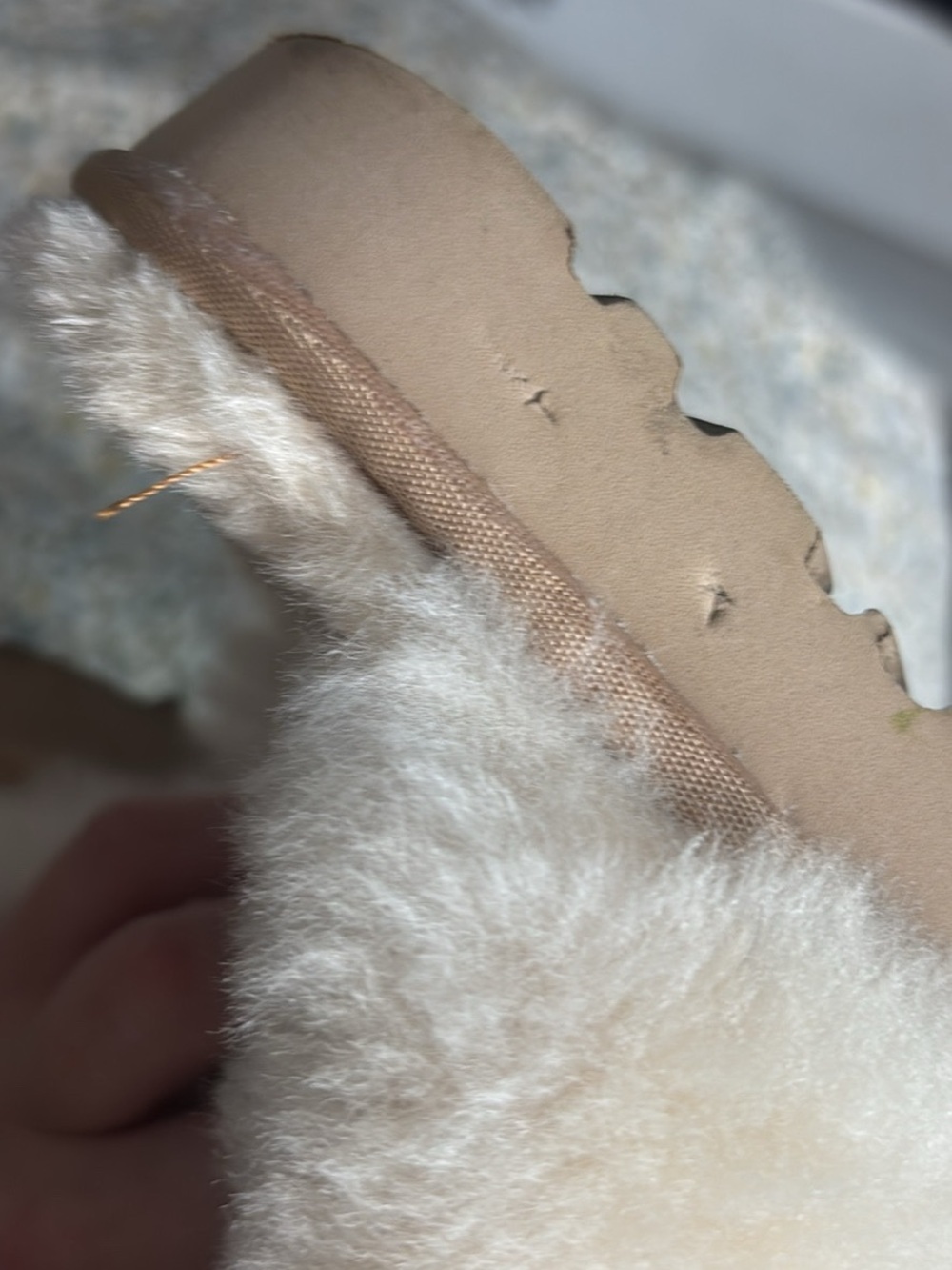 Uggs Plush Shearling Lined Slippers - Cream - Picture 3 of 3